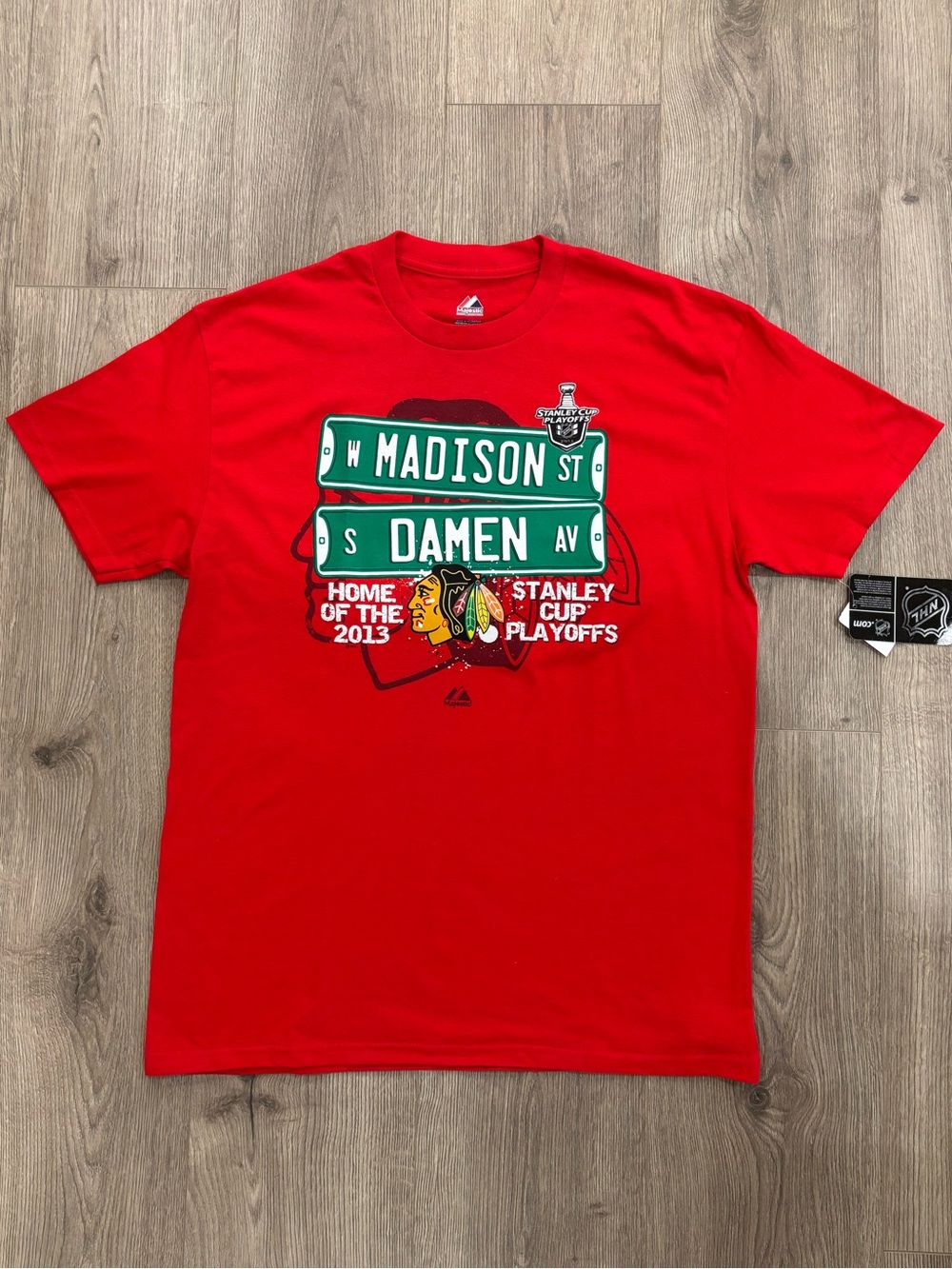 NWT Chicago Blackhawks 2013 Stanley Cup Playoffs Street Sign T Shirt